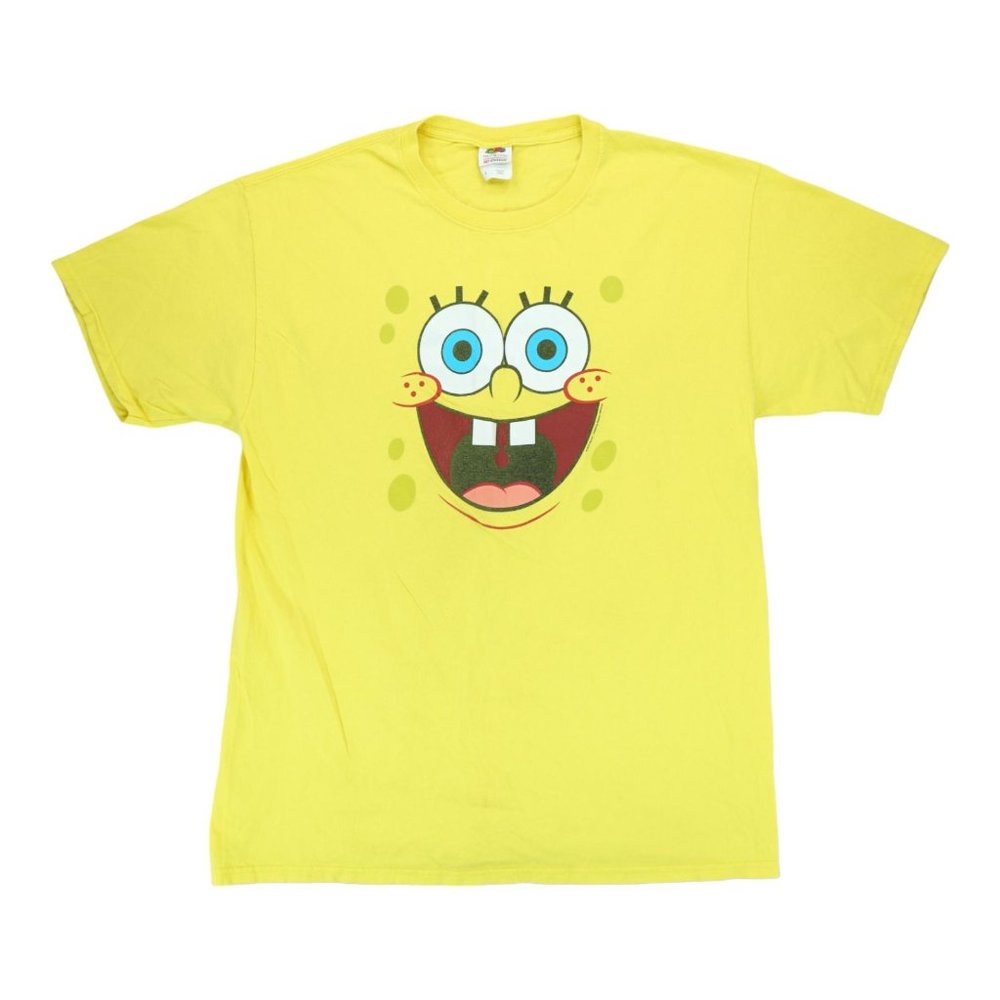 SPONGEBOB Shirt Adult Large L Yellow Short Sleeve Fruit of the Loom Y2K
